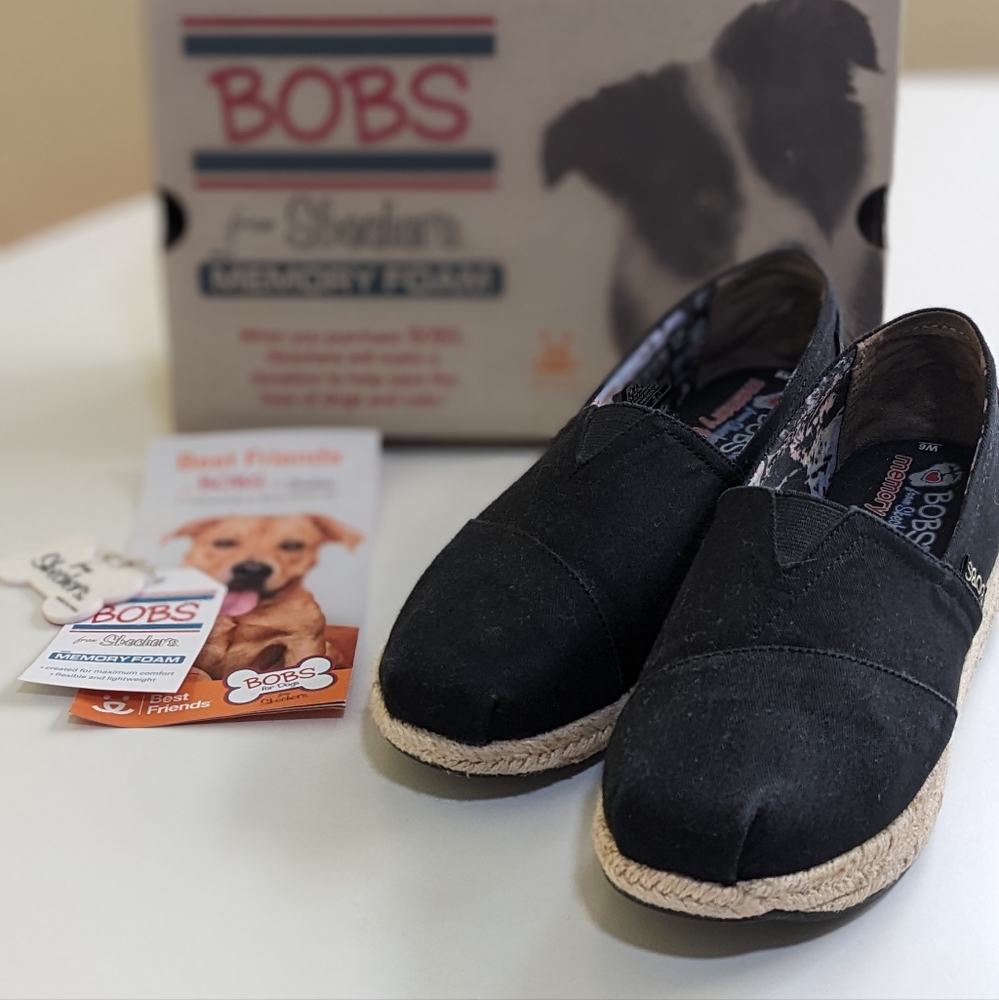 Skechers BOBS New Shoes Size 6 Memory Foam Highlights Color Black Wedge Loafer